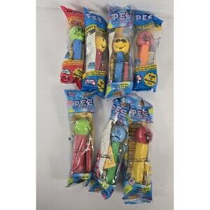 PEZ Dispensers Funky Faces Smiley Face Emoji Heads Emotions Lot of 7 SEALED